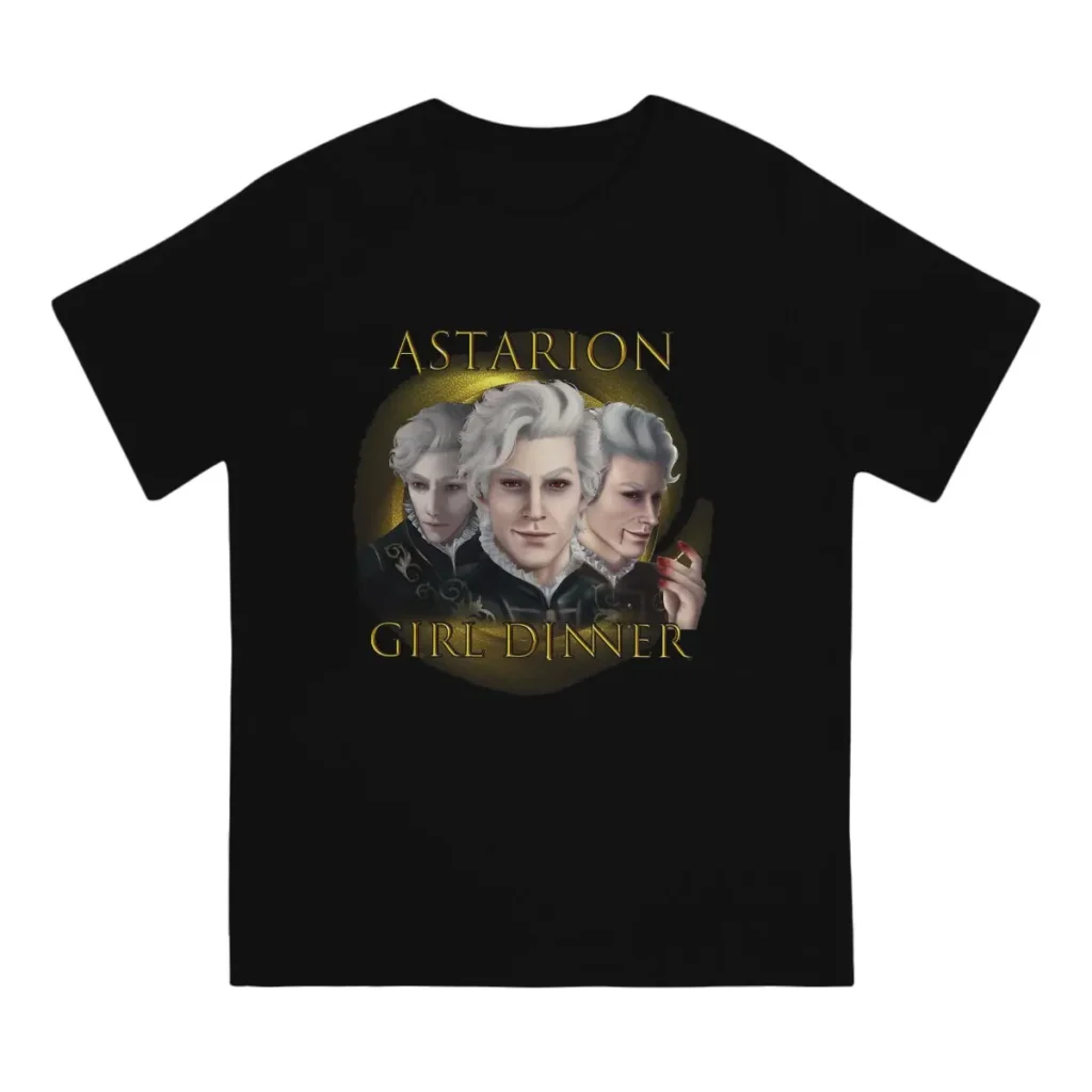 Astarion Girl Dinner T Shirts Men Pure Cotton Novelty T Shirt Round Neck Astarion Gale Baldurs 1 - Baldur'S Gate 3 Store