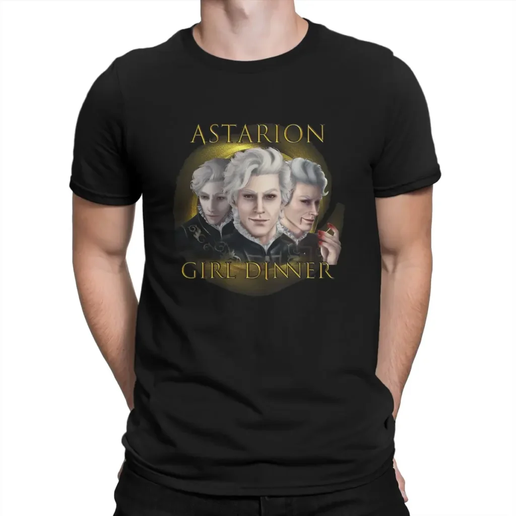 Astarion Girl Dinner T Shirts Men Pure Cotton Novelty T Shirt Round Neck Astarion Gale Baldurs - Baldur'S Gate 3 Store