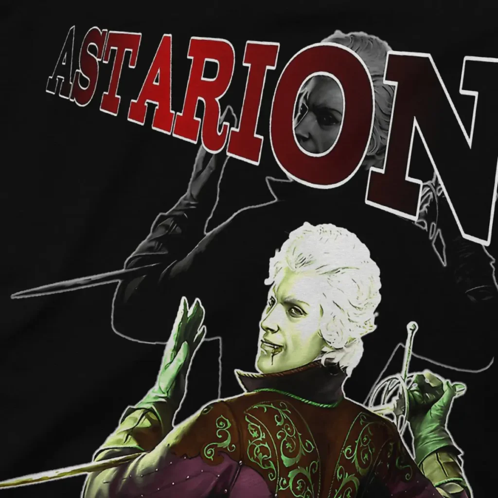 Astarion Portrait T Shirt Men Astarion Gale Baldurs Gate 3 Humor Pure Cotton Tee Shirt Crewneck 2 - Baldur'S Gate 3 Store