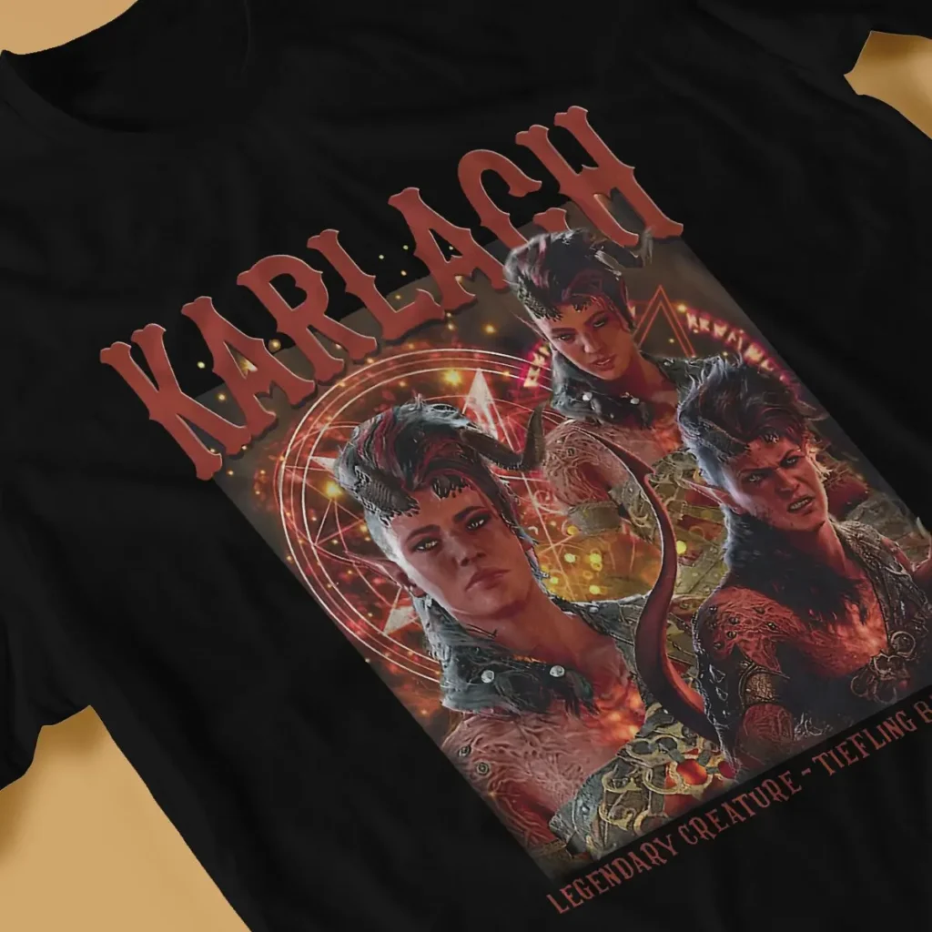 Karlach Man s TShirt Astarion Gale Baldurs Gate 3 O Neck Tops 100 Cotton T Shirt 3 - Baldur'S Gate 3 Store