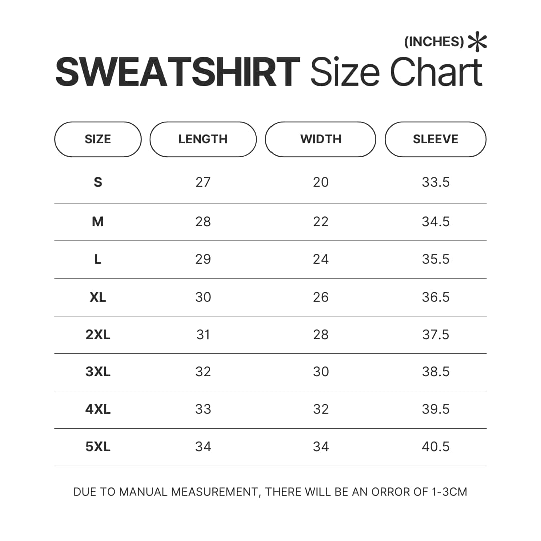 Sweatshirt Size Chart - Baldur'S Gate 3 Store