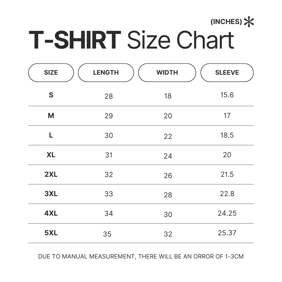 T shirt Size Chart - Baldur'S Gate 3 Store