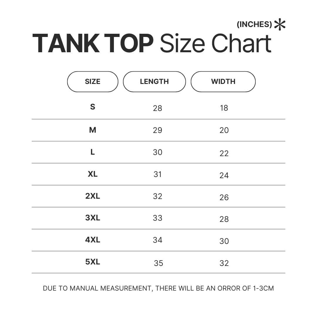 Tank Top Size Chart - Baldur'S Gate 3 Store